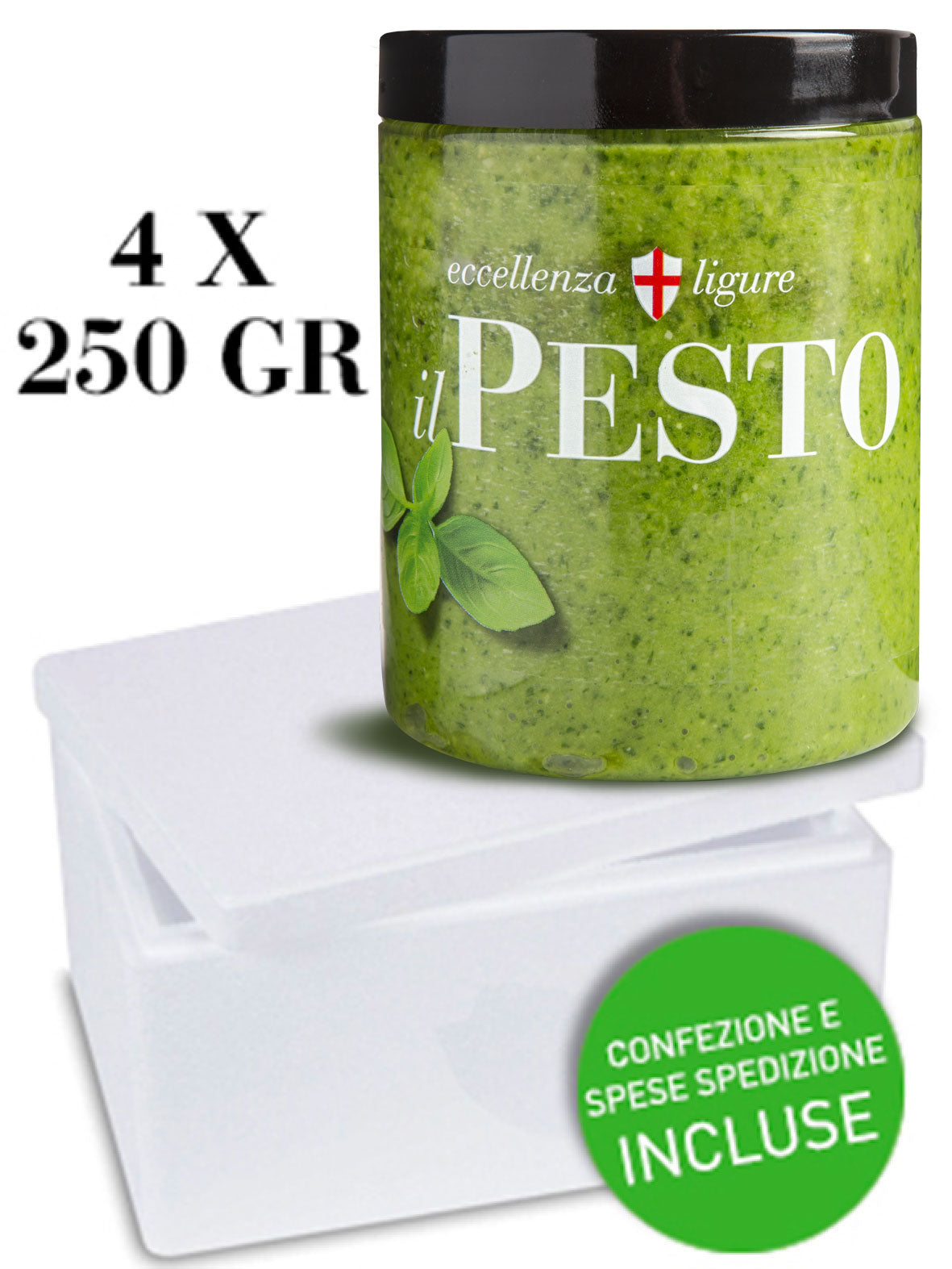 Pesto Genovese con Basilico Fresco 4 barattoli da 250g- Imballo e spedizione nazionale Inclusa!