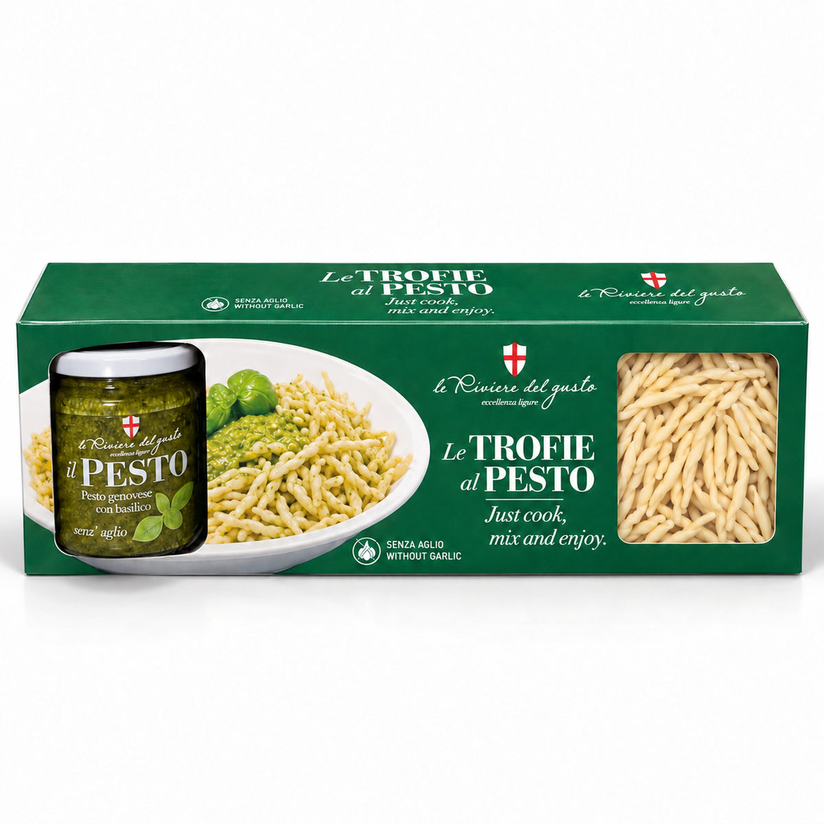Le Trofie al Pesto senza aglio – Confezione pasta e pesto